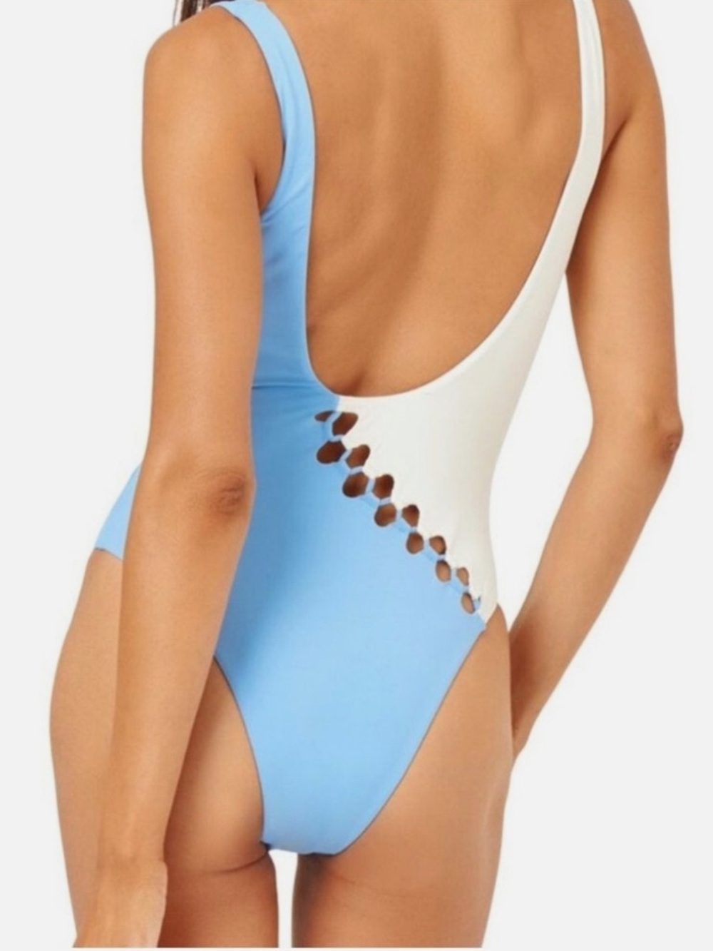 ❤️ L*Space Solstice Blue and Off-White One-Piece Swimsuit with Bitsy Coverage - Picture 5 of 5